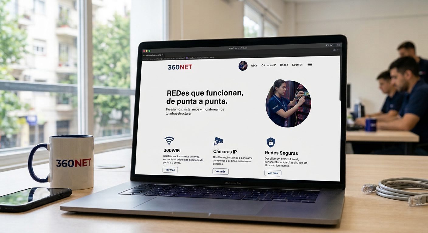 Oficina de 360NET con el equipo trabajando