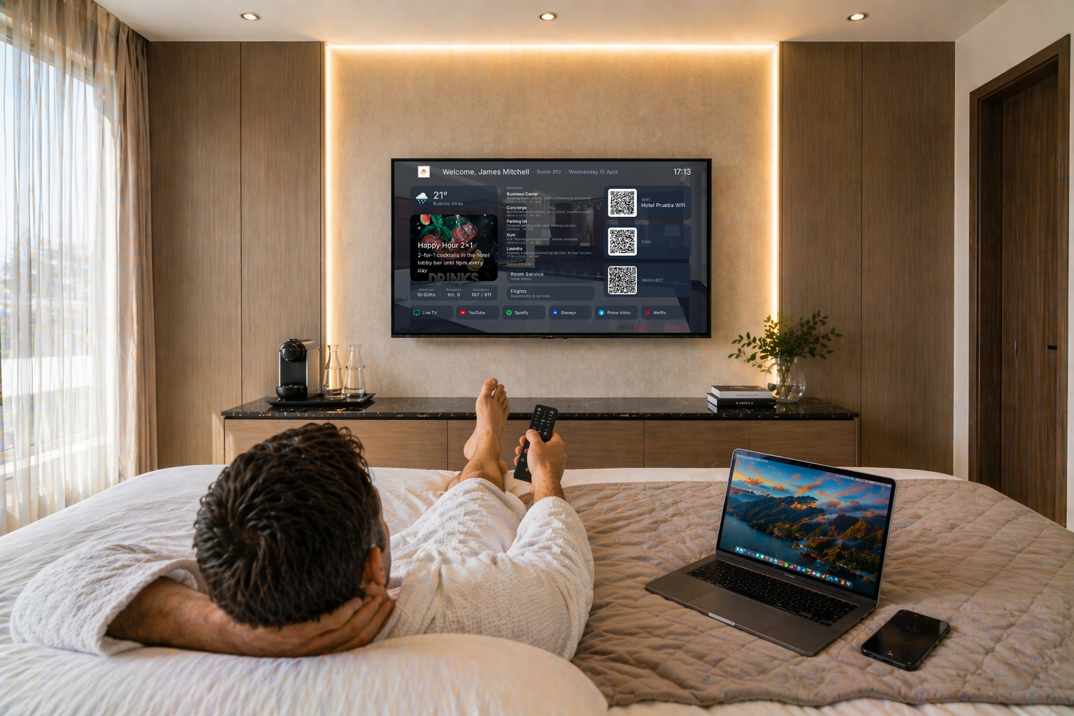 Pantalla con servicios digitales de 360NET
